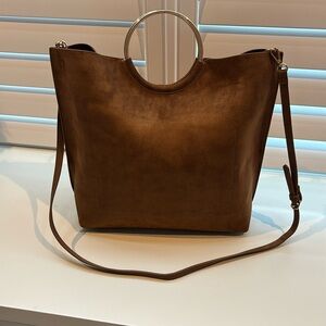 Banana Republic Brown & Gold Ring Satchel with Removable/ Adjustable Strap